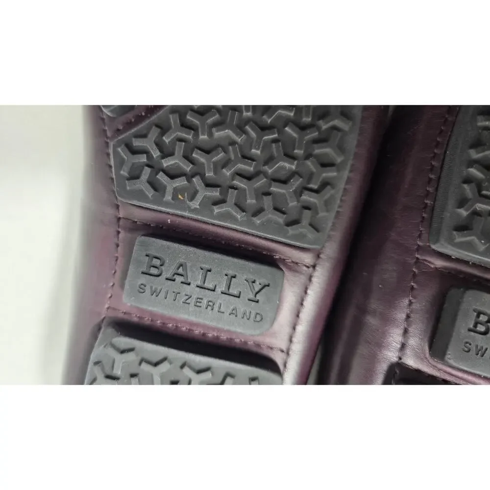 Bally PIEVO Mens Burgundy Slip On Loafer Leather Driving Moc B Logo US7.5/40.5EU